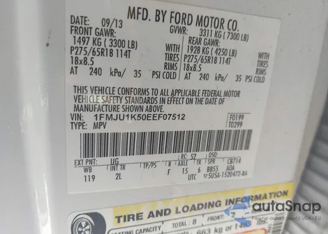 2014 Ford Expedition Limited from USA, damaged, VIN 1FMJU1K50EEF07512